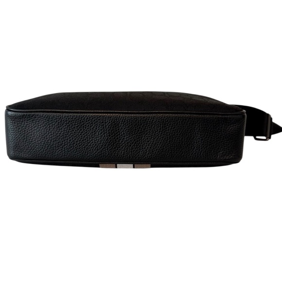 Coach Thompson Signature Stripe Messenger Crossbody Bag | Black Leather Canvas - Picture 7 of 16